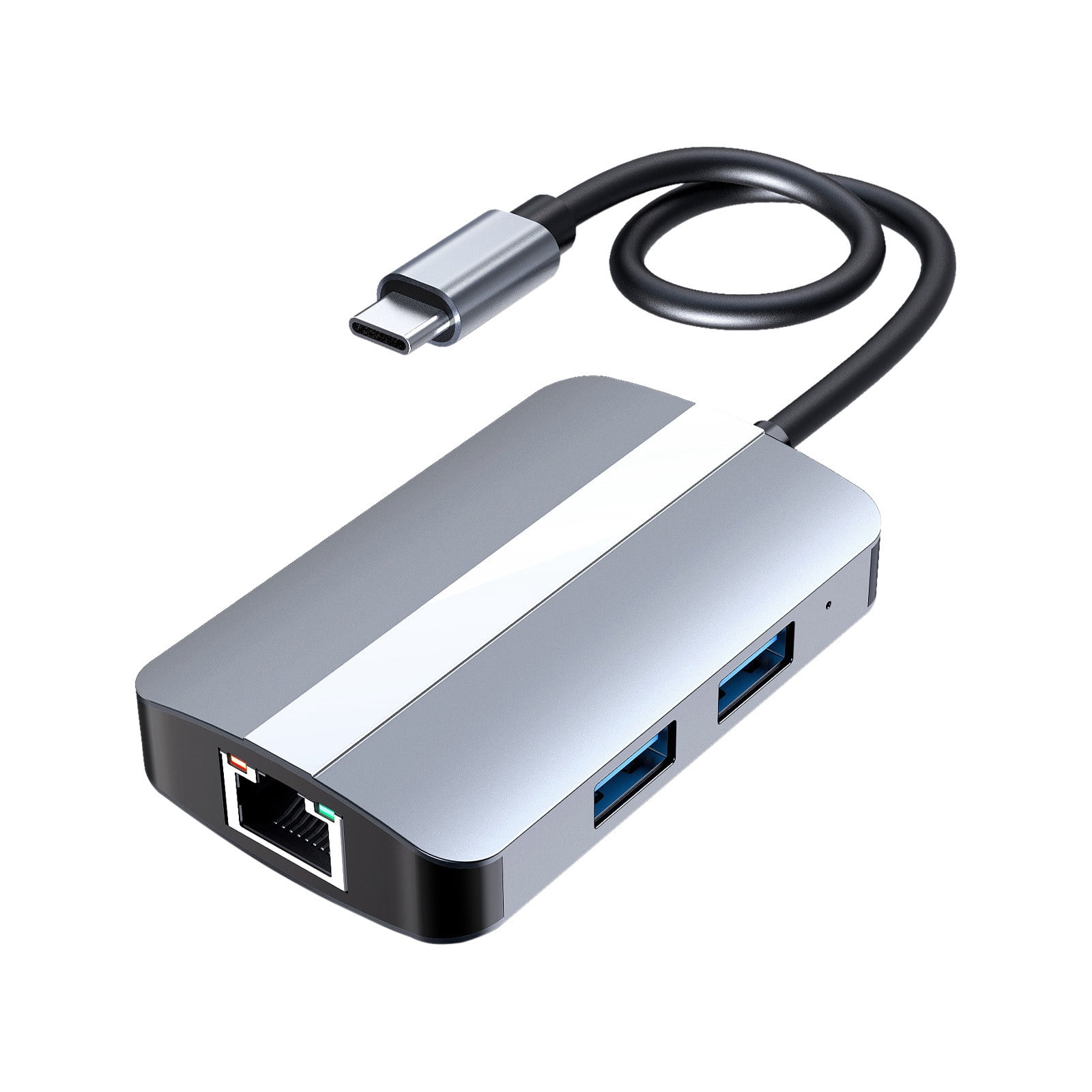 EGNMCR USB Hub 5-in-1 Hub USB3.0 One-drag-four Notebook Mobile Phone Tablet Type-c Splitter USB Extension Directly Identifies Card Network port converter