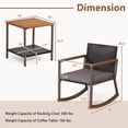 thumbnail image 3 of Gymax 3PCS Rattan Rocking Chair Bistro Set Armrest Cushion Table W/ Storage Shelf Patio, 3 of 6