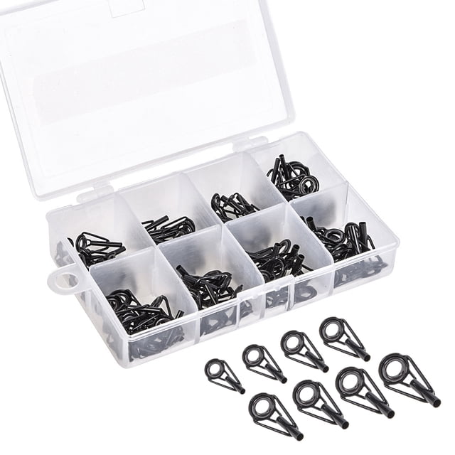 80Pcs/Box 8 Sizes Telescopic Fishing Rod Guide Kit Rod DIY Eye Rings Fishing Rod Guide Fishing Tackle