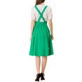 thumbnail image 3 of Unique Bargains Jupe Midi Plissée à Bretelles Rétro à Taille Élastique pour Femme, Vert, m, 3 of 6