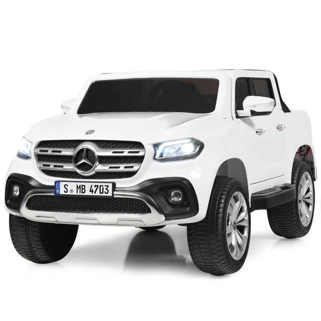 Costway Licensed Mercedes Benz x Class 12V 2-Seater Kids Ride On Car w/ Trunk White
