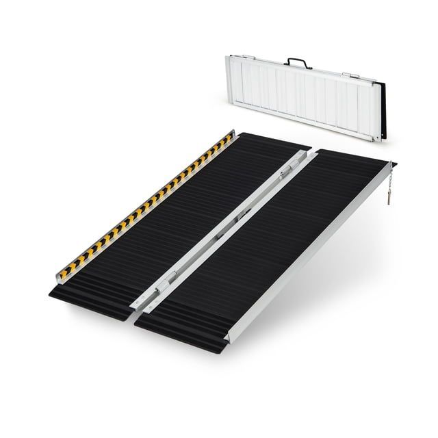 Giantex Portable Wheelchair Ramp 4FT, Non-Slip Aluminum Folding Mobility Scooter Ramp for Stairs Doorway