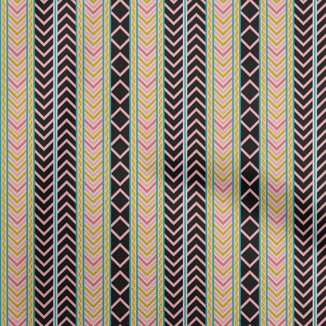 oneOone Silk Tabby Black Fabric Geometric Craft Projects Decor Fabric Printed By The Yard 42 Inch Wide