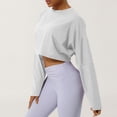 thumbnail image 5 of JDQJBZ Summer Womens Tops,Womens Long Sleeve Tops Solid Color Crew Neck Short Length Running Workout Top Spring Summer Casual Tops For Women, 5 of 5
