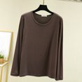 thumbnail image 2 of MeetoTime T-Shirts à Col Rond à Manches Longues pour Femmes Camisoles Confortables T-Shirts Doux de Couleur Unie sous-Vêtements, 2 of 6