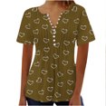 thumbnail image 1 of Blouses pour Femmes Haut Imprimé à Col en V Boutonné à Manches Courtes pour Femmes, 1 of 1