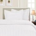 thumbnail image 1 of Mocassi 3-Piece Striped Duvet Cover Set, 1500 Thread Count, Button Closure - Cooling, Breathable Material- Wrinkle, Fade, Stain Resistant, Full/Queen, White, 1 of 1