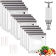 thumbnail image 1 of Sacs Lot de 20 3 Tailles Sacs de Rangement Alimentaires sous Vide Réutilisables avec Pompe Manuelle 4 Pinces de Scellage Scelleuse sous Vide Réutilisable pour Congélateur Sac Ziploc, 1 of 11