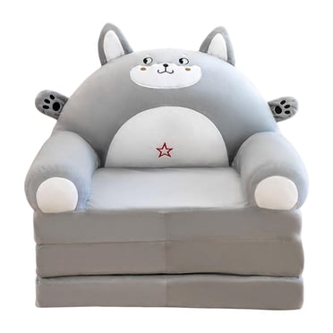 Lipstore Housse de Fauteuil Sofa Pliable pour Enfants à Trois Niveaux Housse de Fauteuil Sofa Pliable pour Enfants pour la Maison Gris (Housse Seulement n'Inclut Pas le Sofa)