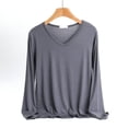 thumbnail image 2 of MeetoTime Women's Long Sleeve Shirts Soft Lightweight Undershirts V-Neck Slim Tees Basic Layer Pullover Tops, 2 of 5