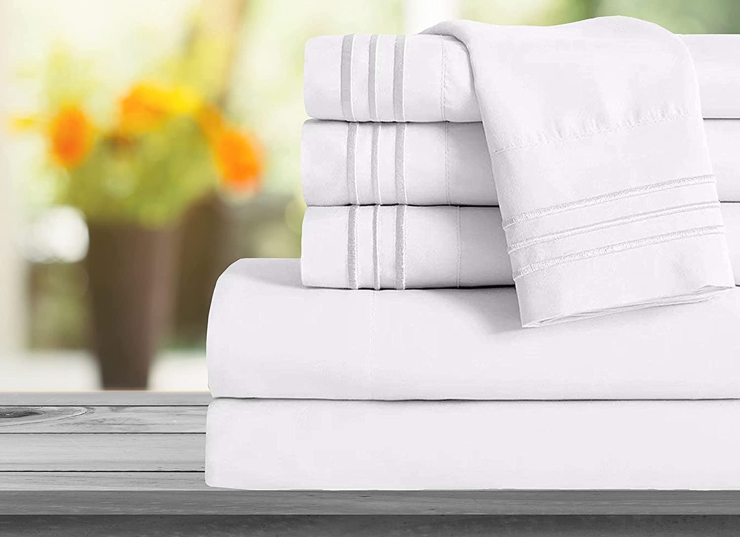 Mocassi 1800 Series Sheet Set 6 Pieces Deep Pocket King White