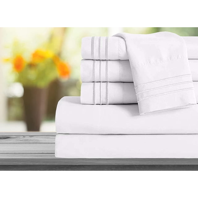 Mocassi 1800 Series Sheet Set 6 Pieces Deep Pocket Twin/Twin XL White