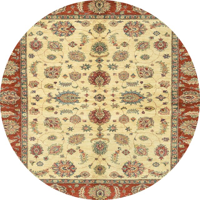 Ahgly Company Indoor Round Abstract Red Oriental Area Rugs, 4' Round