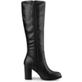thumbnail image 3 of Unique Bargains Bottes Hauteur Genou à Bout Rond à Talon Bloc pour Femme Noir US 8.5, 3 of 7