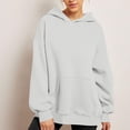 thumbnail image 2 of RKSTN Hoodies for Women Fall Solid Color Basic Loose Hoodie Plus Size Sweatshirt Long Sleeve Kangaroo Pocket Drop Shoulder Pullovers Tops, 2 of 6