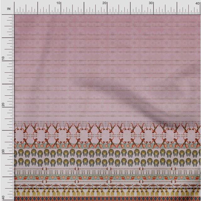 Soimoi Poly Georgette Fabric Egyptian Cat,Human & Women Head Panel Fabric Prints by Yard 52 Inch Wide