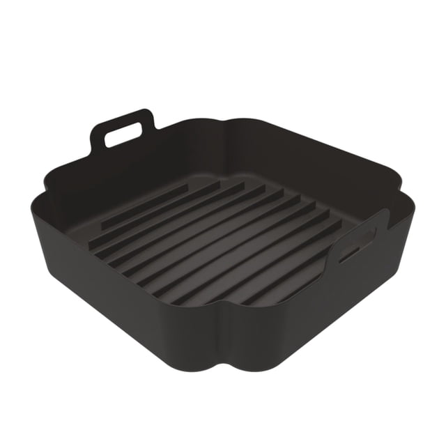 2 Pcs Marmite Carrée en Silicone pour Friteuse à Air Chaud avec Poignée, Qualité Alimentaire, Plateau de Cuisson Antiadhésif Réutilisable pour Friteuse à Air, Four, Micro-Ondes