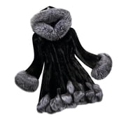 UPPADA Winter Jackets for Women Plush Faux Fur Coat Winter Jacket Long Sleeve Oversized Hood Coat Soft Comfy Warm Outerwear