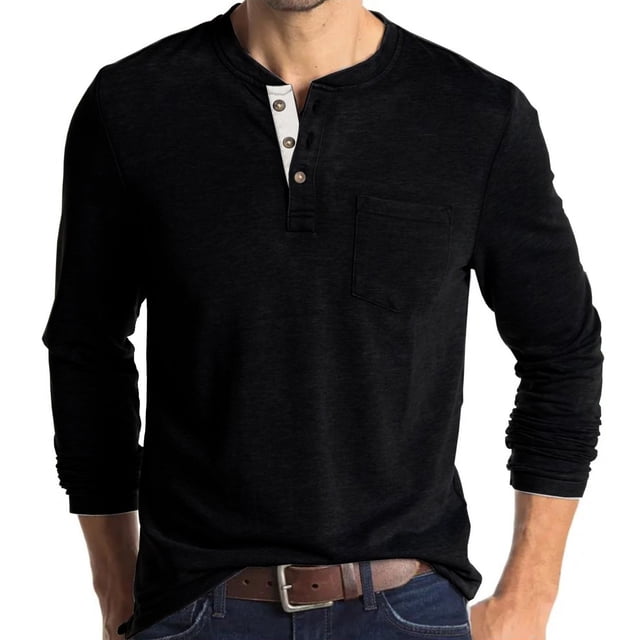 KIHOUT Spring Winter Sweatshirts for Men, Men Long-Sleeve Beefy Muscle Basic Solid Pure Color Blouse Tee Shirt Top Long Sleeve Round-Neck Blouses &, Size S-2XL