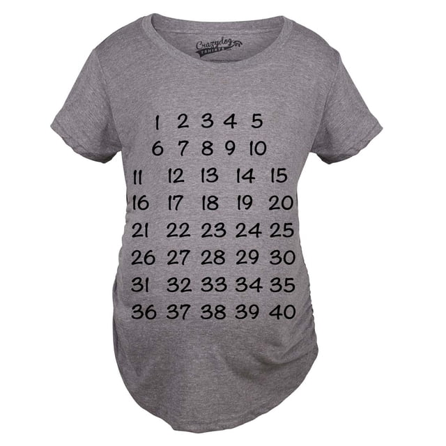 T-shirt de Maternité avec Calendrier, Compte à Rebours, Grossesse, Annonce de Bébé (Gris Chiné) - TG