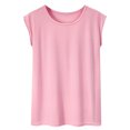 thumbnail image 1 of cfhntfmh Hauts d'Été pour Femmes Décontractés à Col Rond T-Shirts Basiques Unis Confortables Amples à Manches Courtes Chemises de Plage pour Vacances, 1 of 3