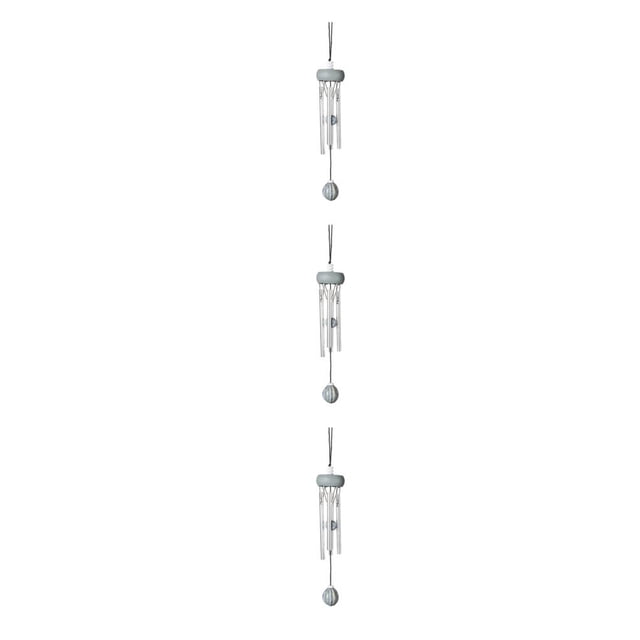 mmirethe Multiple Styles And Colors Wind Chimes For Wide Application Unique Style Wind Chime Pendant gray锛坮oundwood锛?3Set