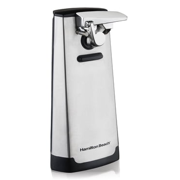 Hamilton Beach Ouvre-boîte électrique extra haut en acier inoxydable avec arrêt automatique et aiguiseur de couteaux, 76700C