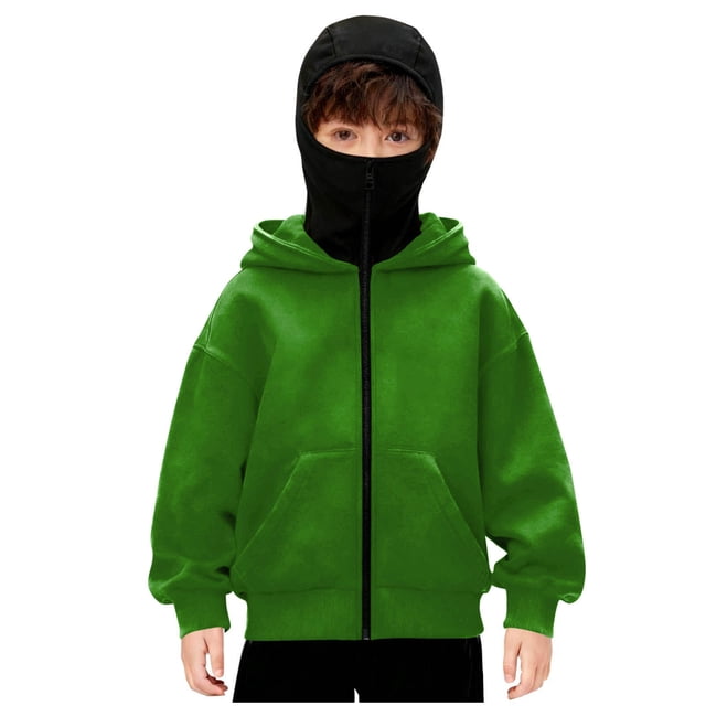 RXMEKW Winter Zipper Cardigan With Hood for Girls Long Sleeve Casual Jacket With Pockets Polyester