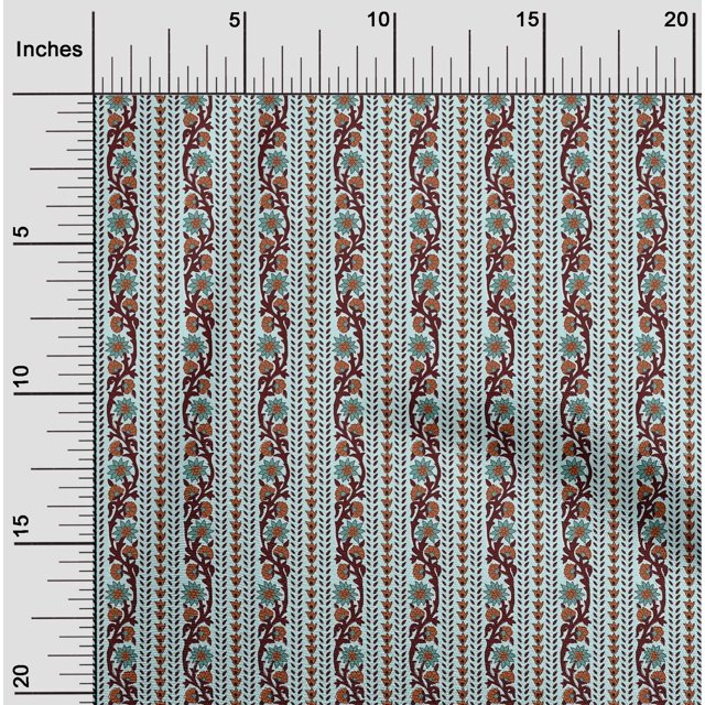 oneOone Polyester Lycra Fabric Leaves & Floral Block Printed Craft Fabric BTY 56 Inch Wide