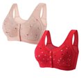 thumbnail image 1 of Timegard 2pc Bras for Women Plus Size Comfy Convenient Front Closure Bras Full Coverage Seniors Bralette, 1 of 2