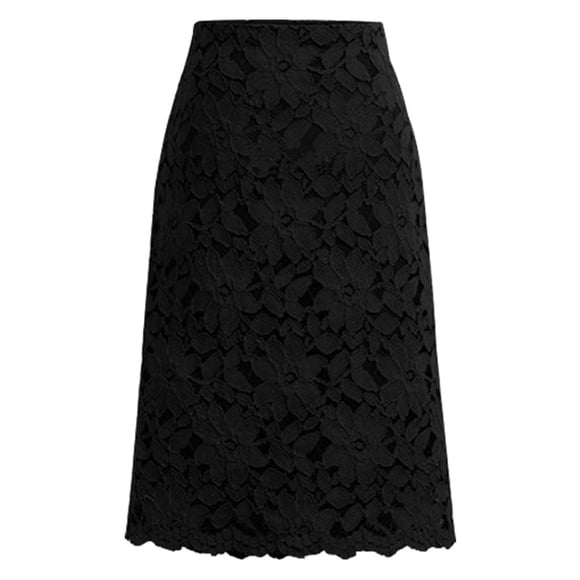 Ersazi Midi Skirt Lace Skirt A-Line Hollow Out Fitness Skirt Knee Length Plus Size Skirt In Clearance Skirts for Teen Girls Black 3Xl