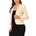 thumbnail image 4 of INSPIRE CHIC Blazer de Tailleur Extensible pour Femme à Col à Revers pour le Travail Beige G, 4 of 5