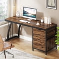 thumbnail image 1 of Tribesigns Bureau d'Ordinateur de 59 Pouces avec 3 Tiroirs, Bureau PC Industriel Brun avec Rangement pour Dossiers, 1 of 5