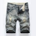 thumbnail image 3 of Cameland Men's Ripped Denim Trunks Stretchy Washed Jeans Trunks Cut-off Classic Fit Biker Jeans Trunks, 3 of 6