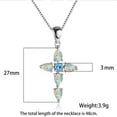 thumbnail image 3 of Unisex Cross Pendant Necklace Female Summer Clavicle Chain Opal Rhinestone Jewelry, 3 of 9