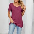 thumbnail image 4 of Timegard Hauts pour Femmes Manches Courtes Col en V Froncé Blouse Confortable Tunique Décontractée à Porter avec des Leggings, 4 of 6
