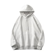 Oversized Hoodie Sweatshirts Men's Casual Pullover Hoodie Suede Solid Color Men's Long Sleeved Hooded Hoodie Sweatshirt Men's Fashion Hoodies & Sweatshirts S-137 White XXL