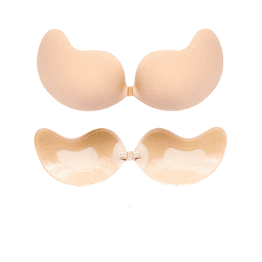 BIMEI Sticky Bra Strapless Backless Adhesive Invisible Lift up Bra Push up Bra for Backless Dress Mango Shape,1 Pair,Nude,D Cup