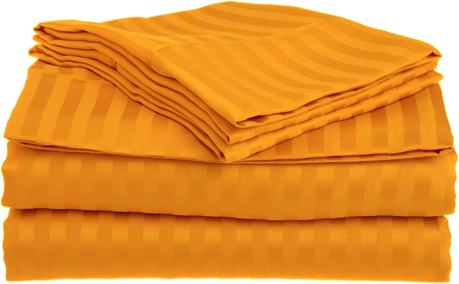 1000 Thread Count 100% Egyptian Cotton 4-Piece Bed Sheet Set (1 Flat, 1 Fitted Sheet, 2 Pillow Covers) 18 Inches Deep Pocket Stripe Pattern