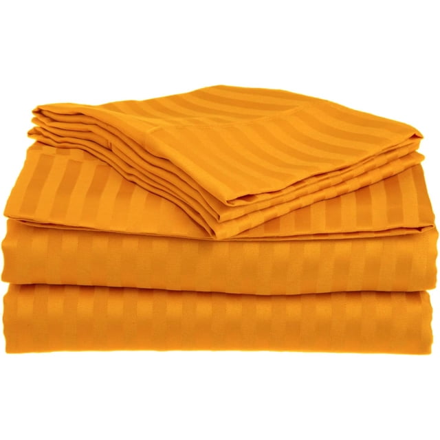 700 Thread Count 100% Egyptian Cotton 4-Piece Bed Sheet Set (1 Flat, 1 Fitted Sheet, 2 Pillow Covers) 27 Inches Deep Pocket Stripe Pattern