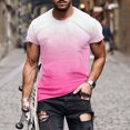 thumbnail image 2 of CFLVAEK T-Shirts pour Hommes Grande Taille Été Décontracté Manches Courtes T-Shirt Confortable Col Rond T-Shirt Mode Dégradé T-Shirts Graphiques Rose m, 2 of 6
