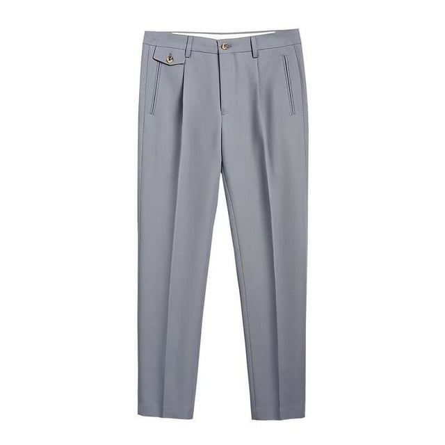 Cameland Men's Plus Size Dress Pants Straight Leg Ruched Solid Color Leisure Business Trousers Big And Tall Mens Dress Pants