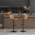 thumbnail image 1 of Walsunny Adjustable Bar Stools Set of 2 Leather Upholstered Swivel Counter Stools Counter Height Bar Stools with Large Base, Room Bar, Brown, 1 of 5