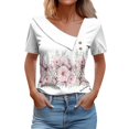 thumbnail image 2 of SDNall Chemise à Manches Courtes Imprimée pour Femmes Printemps/été, T-shirt Décontracté à Boutons Imprimé, 2 of 9