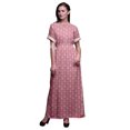thumbnail image 1 of Bimba Robe d'Été Longue Maxi en Rayonne à Baies Rouges et Polo Rose Floral pour Femmes Imprimée avec Fente Latérale - Medium, 1 of 6