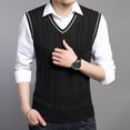 thumbnail image 1 of EGNMCR Chandail pour Homme Homme Décontracté Tricoté Coton Col en V Gilet Chandail Sans Manches Hauts Blouse, 1 of 5