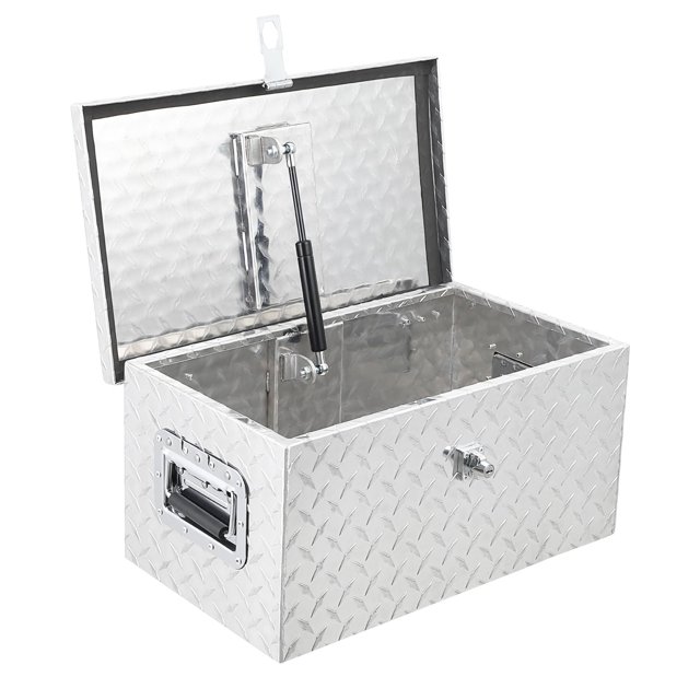 BeesClover 20 Inch Aluminum Diamond Plate Tool Box With Lock and Keys, Heavy Duty Waterproof Truck Storage Organizer Chest for Pick Up Truck Bed, Rv Trailer/Van With Side Handle