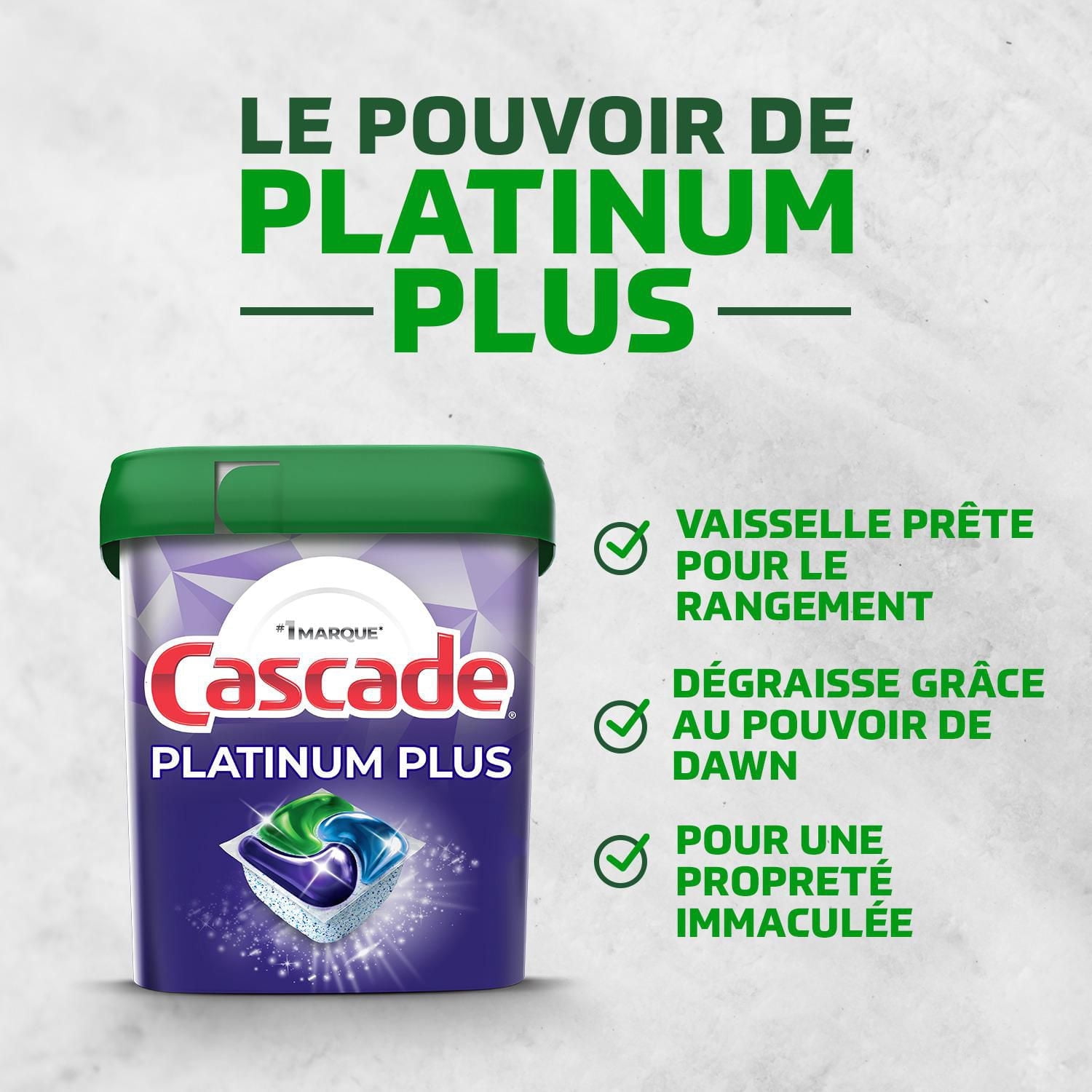 Cascade Platinum Plus Dosettes pour Lave-Vaisselle, Détergent pour Lave-Vaisselle ActionPacs, Citron Net 21CT