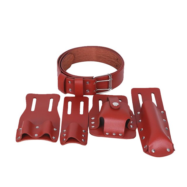 Garden Tool Belt Hammer Loop Multi Pockets Heavy Duty Tool Belt Red-brown