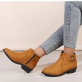thumbnail image 1 of LSLJS Bottes à Talon Bas pour Femmes à Bout Rond avec Boucle de Ceinture en Cuir Métallique et Fermeture Éclair Latérale, Bottines et Bottillons pour Femmes, Bottes pour Femmes, 1 of 6